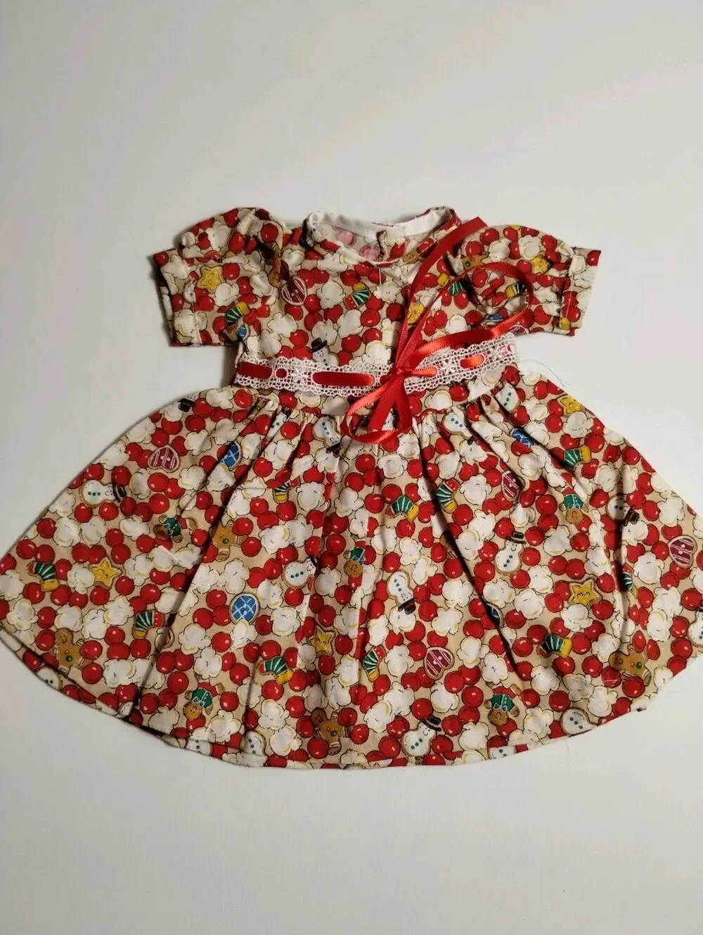 Vintage Handmade Doll Dress - Popcorn Cranberry Garland 10